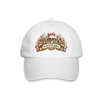 zu wild für dein Herz – Kugeln & Rosen Design - Baseballkappe - Weiß/Weiß - Vorne