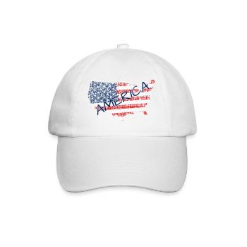 Amerika Flagge Schriftzug - Baseballkappe - Weiß/Weiß - Vorne