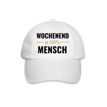 Wochenendmensch zu 100% - Baseballkappe - Weiß/Weiß - Vorne