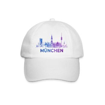 München Skyline Neon - Baseballkappe - Weiß/Weiß - Vorne