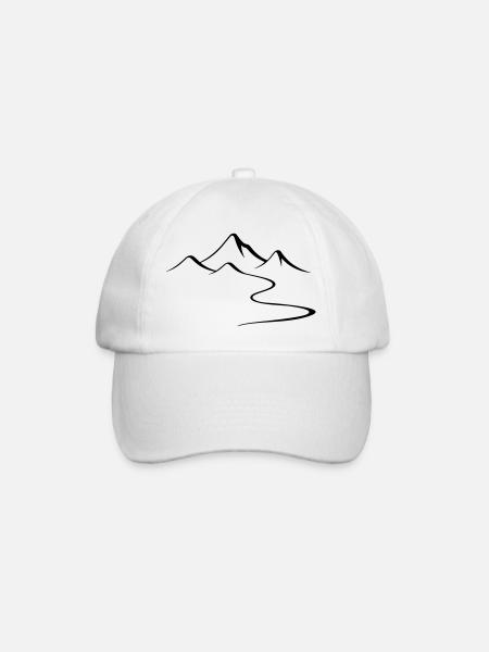 Berge Umriss Silhouette - Baseballkappe - Weiß/Weiß