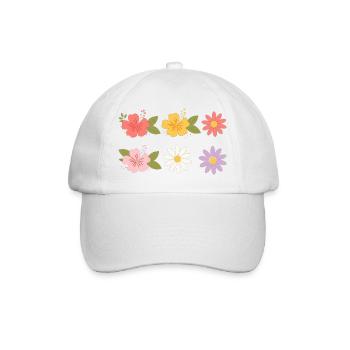 Tropical Hibiscus Floral Burst - Baseball Cap - white/white - Front