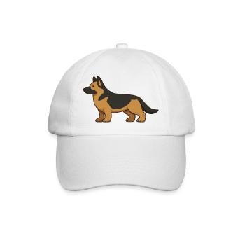 German Shepherd Illustration in Brown and Black - Baseball Cap - white/white - Front