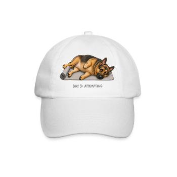 German Shepherd Yoga Dog Day 3 Attempting - Baseball Cap - white/white - Front
