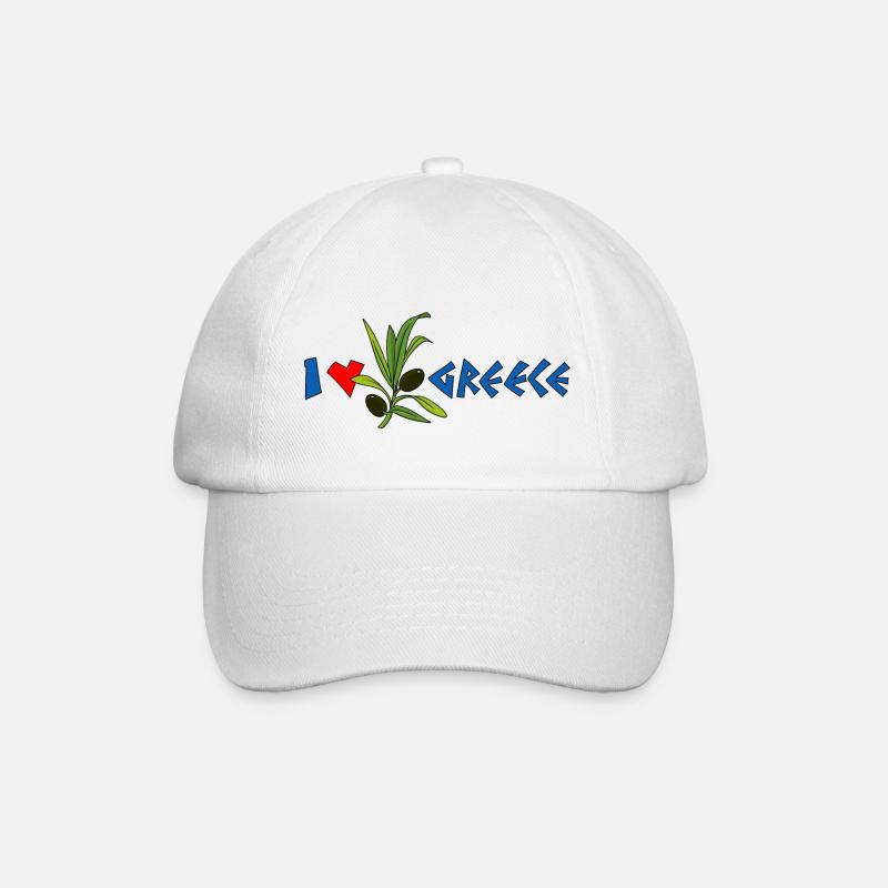 j'aime la Grèce avec olive - Casquette classique - blanc/blanc