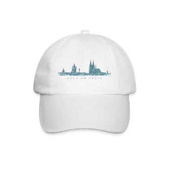 Köln am Rhein Kölner Skyline (Vintage Blau) - Baseballkappe - Weiß/Weiß - Vorne
