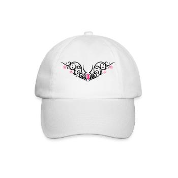 Tribal with cherry blossom, Tattoo - Baseball Cap - white/white - Front