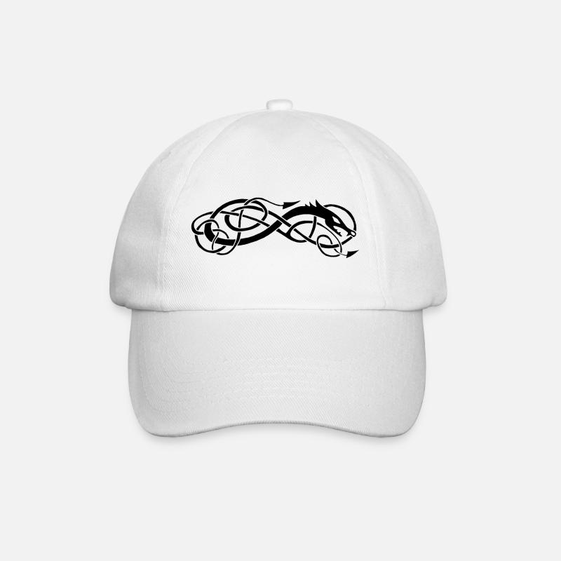 Black celtic snake - Baseball Cap - white/white