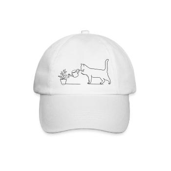 Cat pours flower - Baseball Cap - white/white - Front