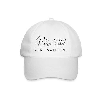 Ruhe bitte wir saufen Alkohol trinken feiern - Baseballkappe - Weiß/Weiß - Vorne