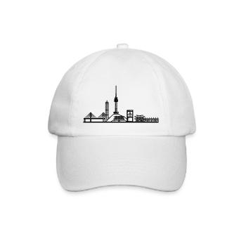 Skyline von Seoul in Schwarz mit Details - Baseballkappe - Weiß/Weiß - Vorne