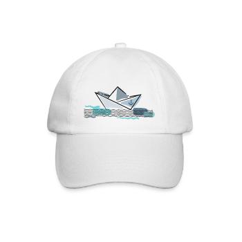 Paper ship with anchor holiday by the sea - Baseball Cap - white/white - Front