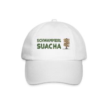 Schwammerlsuacha - Wegweiser Dialekt - Baseballkappe - Weiß/Weiß - Vorne