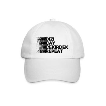 Dizi Cay Cekirdek Repeat türkische Sprüche lustig - Baseballkappe - Weiß/Weiß - Vorne
