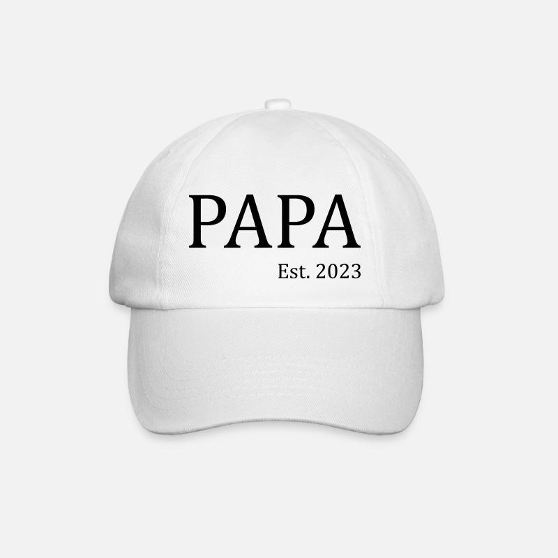 Papa est. 2023 - Baseballkappe - Weiß/Weiß