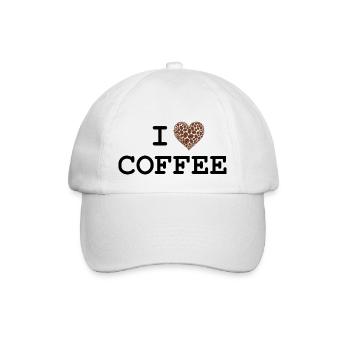 J’adore le café - design avec cœur en grains de café - Casquette classique - blanc/blanc - Devant