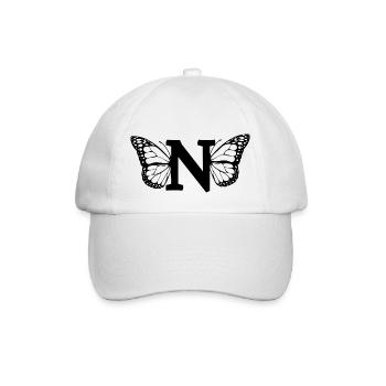 letter n butterfly - Baseball Cap - white/white - Front
