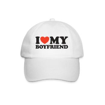 I love my boyfriend heart shirt - Baseball Cap - white/white - Front