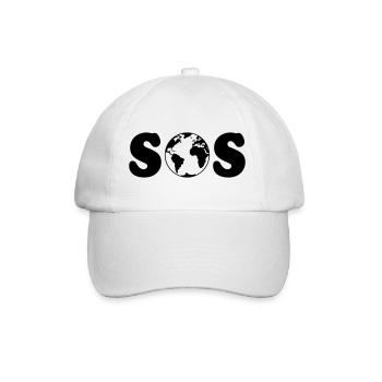 SOS – Erdüberlastungstag / Klimawandel (B / SVG) - Baseballkappe - Weiß/Weiß - Vorne