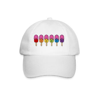 Sommer Eis essen Regenbogen bunt pink Eis - Baseballkappe - Weiß/Weiß - Vorne