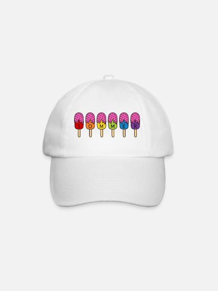Sommer Eis essen Regenbogen bunt pink Eis - Baseballkappe - Weiß/Weiß
