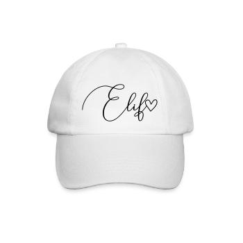 Elif Name Vorname Mädchen - Baseballkappe - Weiß/Weiß - Vorne