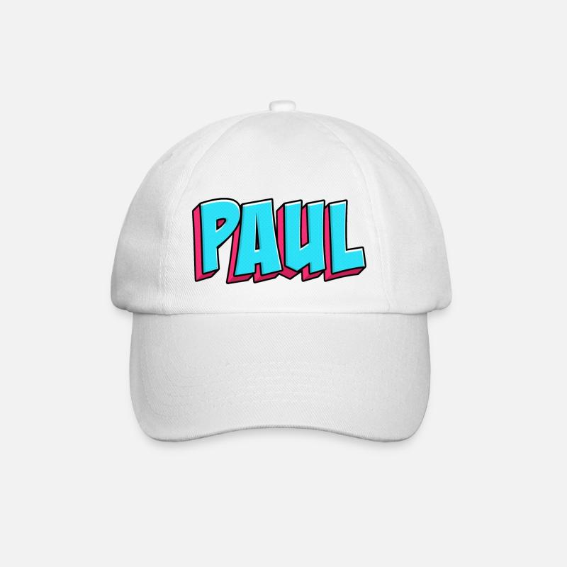 Namen Motiv: Paul - Baseballkappe - Weiß/Weiß