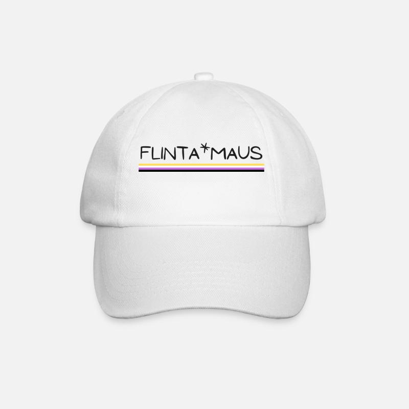 Flinta*Maus Logo non binary flag - Baseballkappe - Weiß/Weiß