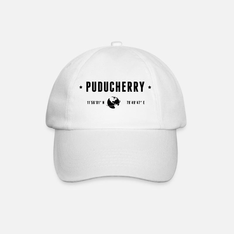 PUDUCHERRY Stylized Geographical Coordinates - Baseball Cap - white/white