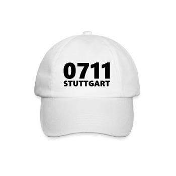 0711 Vorwahl Stuttgart Neckar Schwaben - Baseballkappe - Weiß/Weiß - Vorne