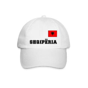 Albanien – Shqipëria mit Fahne Flagge auf Brust - Baseballkappe - Weiß/Weiß - Vorne