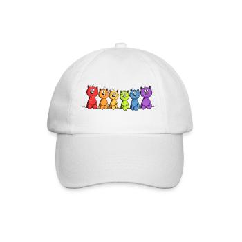 Katzen Familie Katzenfreund Katze Regenbogen - Baseballkappe - Weiß/Weiß - Vorne