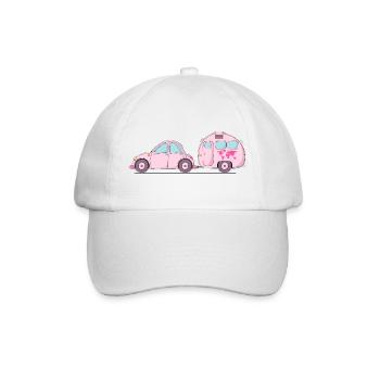 Car with caravan Rosa - Baseball Cap - white/white - Front