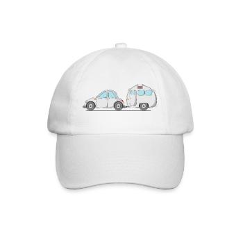Car with caravan grey - Baseball Cap - white/white - Front