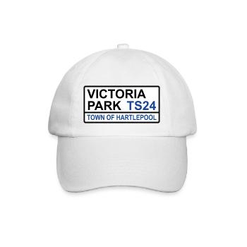 Hartlepool Victoria Park Iconic Street Sign - Baseball Cap - white/white - Front