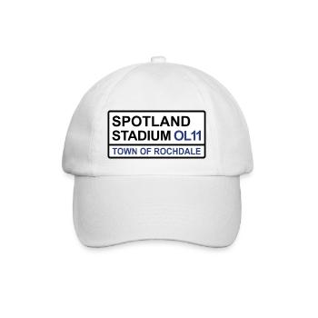 Rochdale Spotland Stadium Iconic Street Sign - Baseball Cap - white/white - Front