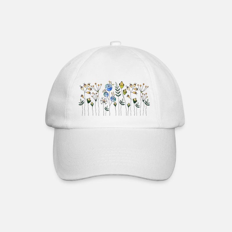 Blumen - Baseballkappe - Weiß/Weiß