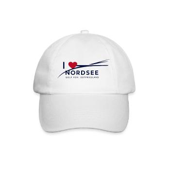 Ich liebe die Nordsee ... Golf von Ostfriesland - Baseballkappe - Weiß/Weiß - Vorne