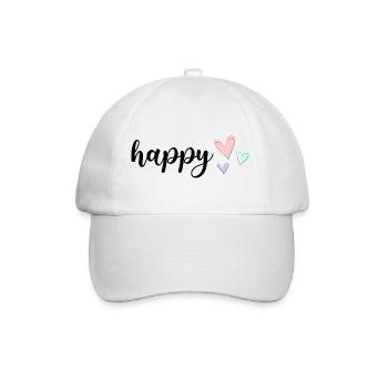 Happy Vibes, Playful Heart Pattern on Pastel - Baseball Cap - white/white - Front