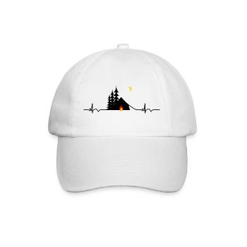 Outdoor Camping Campfire ECG Heartbeat - Baseball Cap - white/white - Front