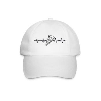 Pizza Slice Pizza Maker Pizza ECG Heartbeat - Baseball Cap - white/white - Front