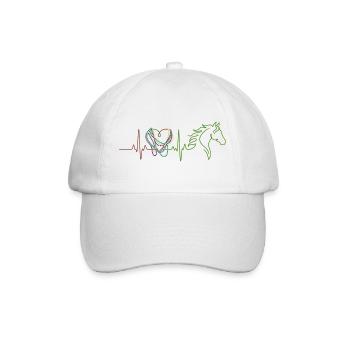 Reiterin Pferd Karneval Fasching EKG Herz Geschenk - Baseballkappe - Weiß/Weiß - Vorne