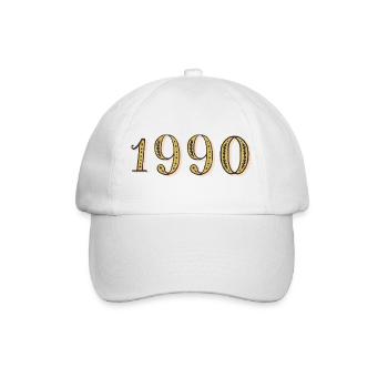 Geburtstagsgeschenk 1990 Vintage 1990 - Baseballkappe - Weiß/Weiß - Vorne