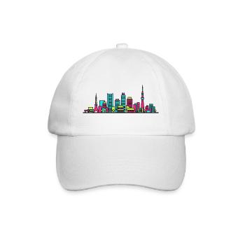 Tokyo City Skyline Skytree Tower Moderne Kunst - Baseballkappe - Weiß/Weiß - Vorne