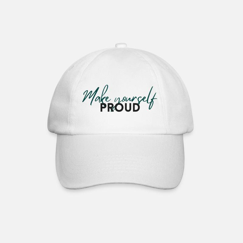 Make Yourself Proud Positive Mindset Statement - Baseballkappe - Weiß/Weiß