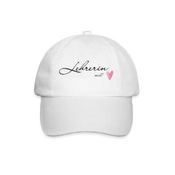 Lehrerin mit Herz - Geschenkidee für Lehrerinnen - Baseballkappe - Weiß/Weiß - Vorne