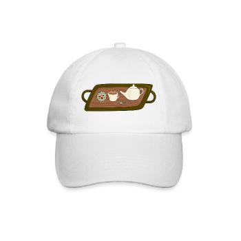 Teezeit-Tablett-Illustration - Baseballkappe - Weiß/Weiß - Vorne