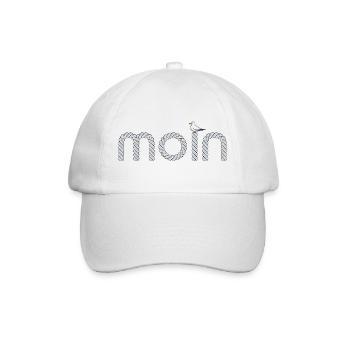 Moin Schriftzug mit kleiner Möwe - Baseballkappe - Weiß/Weiß - Vorne