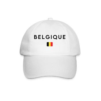Belgische Flagge, elegantes minimalistisches Design - Baseballkappe - Weiß/Weiß - Vorne
