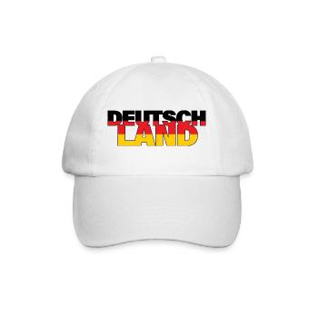 Deutschland Schriftzug Fussball Flagge Fan Shirt - Baseballkappe - Weiß/Weiß - Vorne